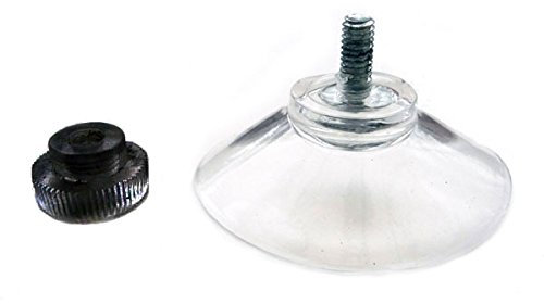 Pack of 4 x 40mm (just over 1 1/2) Suction Cup with M4 Screw (7mm-8mm) with Black Ridged Nut Standard Thumb Screw Suckers, Plain, Clear Plastic/PVC by rubbersuckers UK. (Packet size x4)