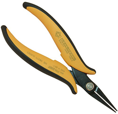 Piergiacomi - PN2007 Pinza Lunga con becchi Piatti zigrinati, Testa Media - Adatta alla Presa di componenti in Aree difficilmente accessibili - Arancione - Made in Italy