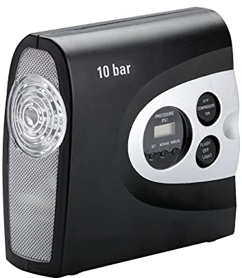 cartrend Kompressor Profi mit Digital Display, mit Ventiladapter, 10 bar, 12 Volt