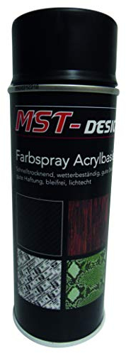 MST-DESIGN Acryllack I Acryl-Spray I Acryllack Spray I schwarz glänzend I 400 ml Lack, Sprühlack, Grundlack, Basislack, Haftvermittler I Geeignet für den Wassertransferdruck Spray