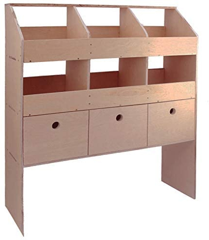 Wooden Van Racking Unit 6 Pigeon Hole Compartments & 3 Deep Drawers With Removable Dividers 12mm Thick Plywood Shelving Tool Accessories Storage System 102cm x 120cm x 30cm