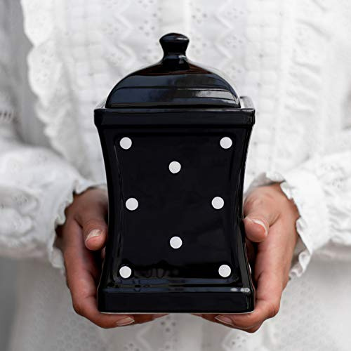 City to Cottage® Black and White | Polka Dot Spotty | Handmade Hand Painted | Large 31.5oz/900ml Ceramic Kitchen Storage Jars With Lid | Food Containers | Canisters