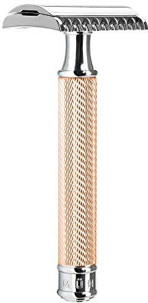 MÜHLE Klassischer Rasierhobel - offener Kamm - rot vergoldet/verchromt/feine Ziselierung