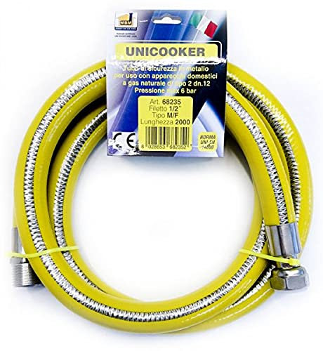 Tuyau de poêle à gaz flexible 2 mt 1/2 EN 14800 UNICOOKER M/F CE EN 14800 L 200 cm
