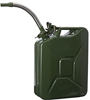 Oxid7® Tanica di carburante in metallo incl. beccuccio in argento | Tanica di carburante da 20 litri | Adatta a benzina, diesel e bioetanolo | Tanica di carburante da 20 litri con approvazione UN