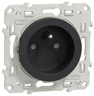 Schneider Electric - Odace, prise de courant 2P+T Anthracite, à vis, connexion rapide - S540059