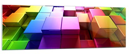 Vidrios decorativos 160x50cm Cuadro Sobre Vidrio Moderno Abstracto colorido diseño patrón Grande XXL Cuadros Pared Impresiones Decoracion Salon Impresión en Cristal Wall Art Prints GAB160x50-2174