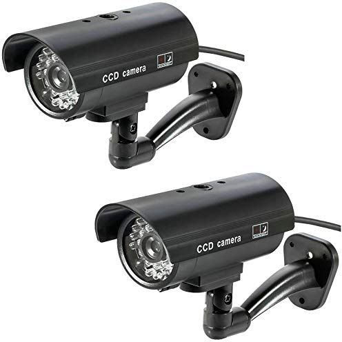 BW Dummy CCTV Camera Dummy Camera Fake Outdoor Indoor Weatherproof Fake Surveillance Camera CCTV Security Camera Flashing Red LED Light (2PCS)