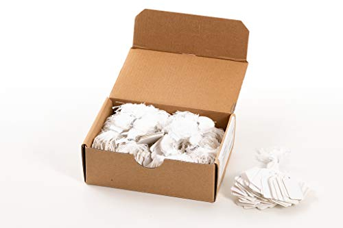 HERMA 6925 Hängeetiketten mit weißem Faden, 1000 Stück, 25 x 38 mm, Fadenlänge ca. 8 cm, große Karton Preisschilder Markierungsetiketten Anhänger zum Beschriften, weiß