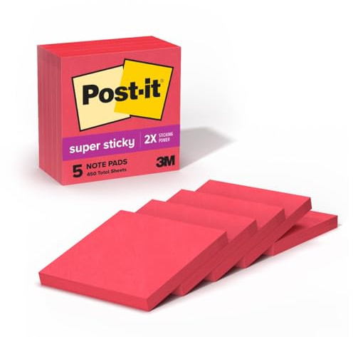 Post-it Super Sticky Notes, 3 x 3-Inches (red)