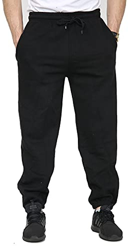SKYTEX UK Mens Fleece Jogging Bottoms S-6XL (L, Black)