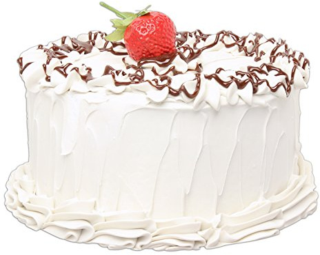 Just Dough It 7 Realistic Vanilla Frosted Cake with Chocolate Drizzle and Strawberry Replica Prop