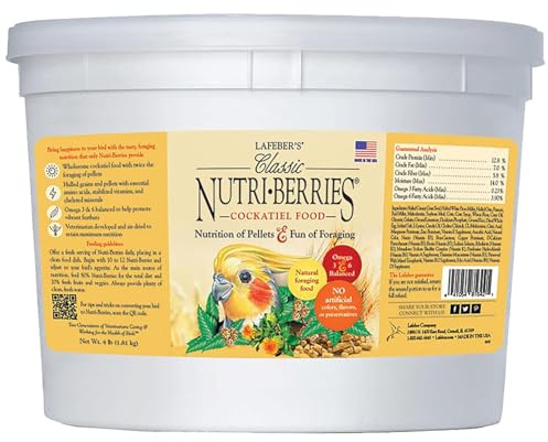 LAFEBER'S Classic Nutri-Berries Pet Bird Food, Made with Non-GMO and Human-Grade Ingredients, for Cockatiels (4 lb)