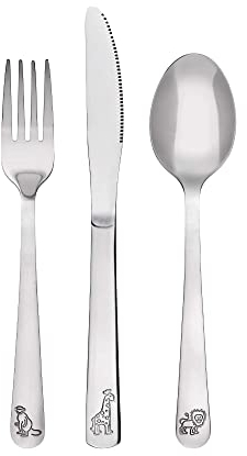 GRÄWE Kinderbesteck Set mit Tiermotiven, 3-teilig, Edelstahl poliert, spülmaschinengeeignet