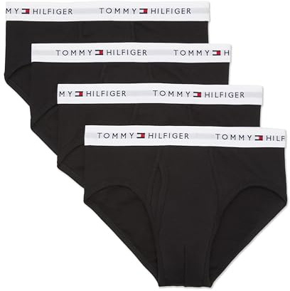 Tommy Hilfiger Men's 4-Pack Cotton Brief, Black, X-Large
