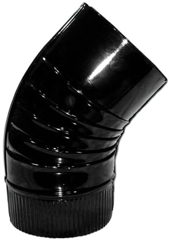 Codo Estufa Color Negro Vitrificado de 90 mm. 45°.