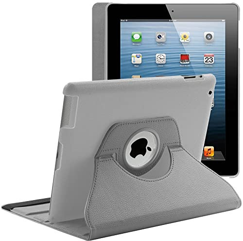ebestStar - Funda para iPad 4 3 2 Apple, Carcasa Capa Giratoria, 360 Protectora, Cuero PU Soporte, Gris