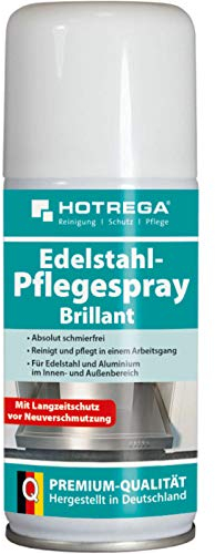 HOTREGA Edelstahl-Pflegespray Brillant 150 ml | Schlierenfreie Reinigung & Pflege | Vermindert Fingerabdrücke | Für Küche, Haushalt & Geräte