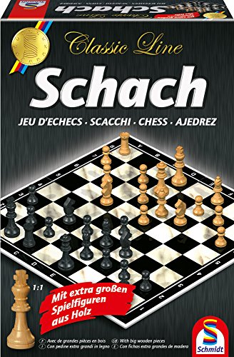 Schmidt Spiele 49082 Classic Line: Schach (gr. Spielfiguren), Monochrom Oder Holz/Natur