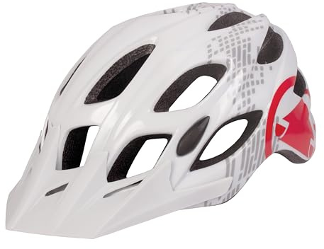 Endura Unisex Adult Hummvee Cycling Helmet | Lightweight | Adjustable with Visor Helmet, White, M-L