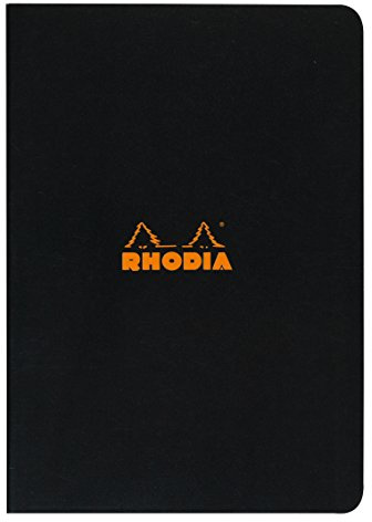 RHODIA 119169C - Black Piqué Notebook - A4 - Lined - 96 pages - White Clairefontaine paper 80 g/m - Soft, resistant and waterproof coated card cover - Classic