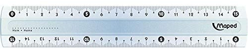 MAPED Lot de 3 Règles plate Plate Essentials Plastique 15 cm Transparente