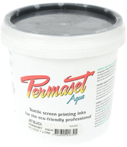 Permaset Aqua - Tinta para serigrafía textil (1 L, ecológico, tinta negra)
