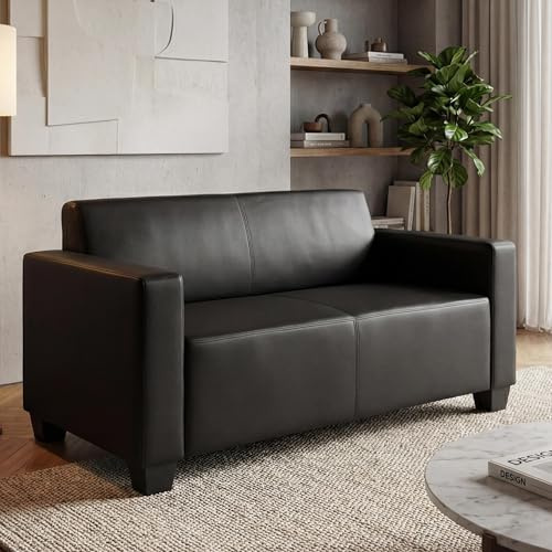 Mendler Canapé 2 Places Lounge/Salon Lyon, modulable - Simili-Cuir, Noir