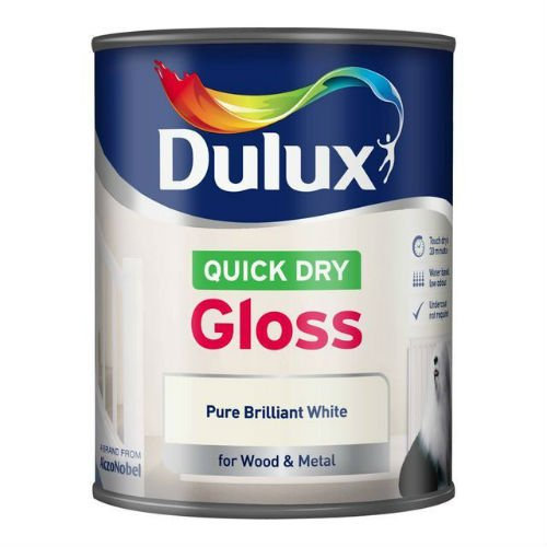 Dulux Quick Dry Gloss Paint For Wood And Metal - Pure Brilliant White 750 ml
