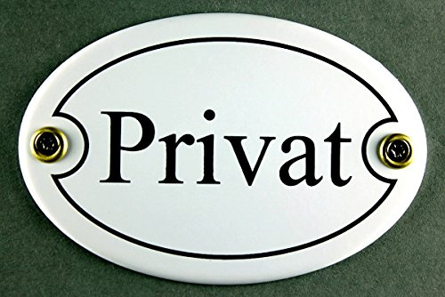 Emalj Dörrskylt Privat vit oval 7 x 10 cm skylt emaljskylt metallskylt plåtskylt