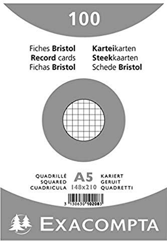 Exacompta 100 Registerkort 5x5 Ohålade i Film 148 x 210 mm Vit