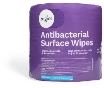 Zogics Antibacterial Disinfecting Wipes – For Sanitizing and Cleaning Surfaces and Equipment, EPA Registered Antibacterial Cleaning Wipes (1 Roll of 800)