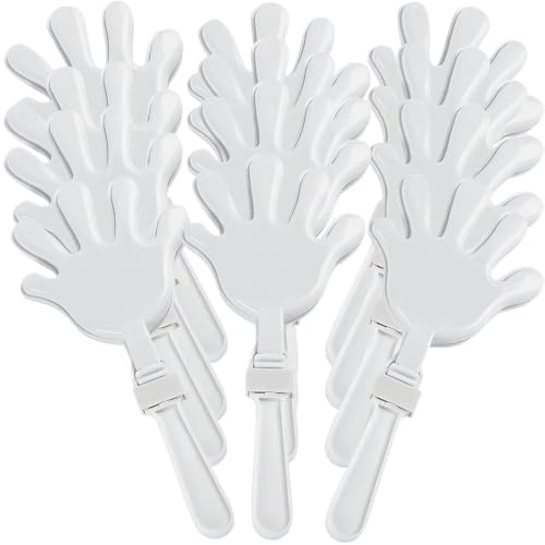 Fun Express White Plastic Hand Clappers – Noisemakers for Parties Events Birthdays & More – Fun Sound Effects for Celebrations – Great for Party Favors & Crowd Engagement – Pack of 12 Pieces