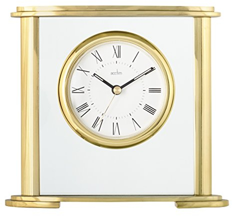 Acctim Colgrove Mantel Clock Quartz Polished Metal & Glass Floating Effect Gold
