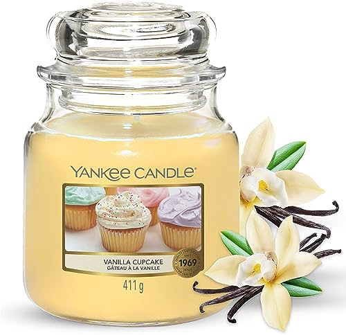 Yankee Candle Duftkerze im Glas (mittelgroß) | Vanilla Cupcake | Brenndauer bis zu 75 Stunden