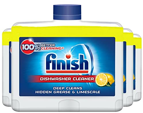 Finish Lot de 4 nettoyants pour lave-vaisselle Dual Action Citron Sparkle 250 ml