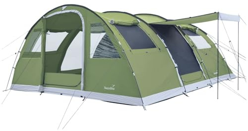 Skandika Tunnelzelt Gotland 6 Protect | Camping Zelt für 6 Personen, fest eingenähter Zeltboden, Wassersäule 5000mm, mit Sonnendach und Kabeldurchführung | Zelte, Familienzelt, Campingzelt