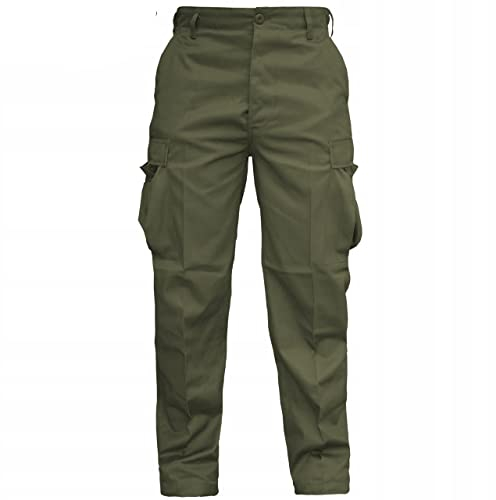Mil-Tec US Ranger Hose Typ BDU • Herren Cargohose mit 6 geräumigen Taschen • Taktische Hose mit verstellbarem Kordelzug & Gürtelschlaufen • Robuste Feldhose für Outdoor, Arbeit & Freizeit • Oliv, XL