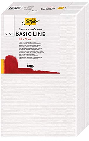 KREUL 633070 - Solo Goya Stretched Canvas Basic Line Keilrahmen 30 x 70 cm, 3er Set, mit Leinwand aus Baumwolle 4 fach grundiert, ideal für Öl, Acryl-und Gouachefarben