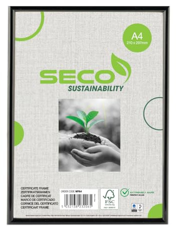 Stewart Superior Cadre en bois avec verre de sécurité en plexiglas Noir Format A4