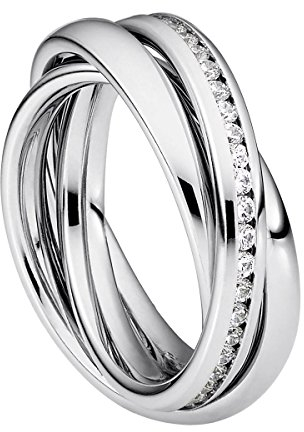 Heideman Ring Damen Trini aus Edelstahl Silber farbend poliert Damenring für Frauen Rollring Spielring Dreierring 52