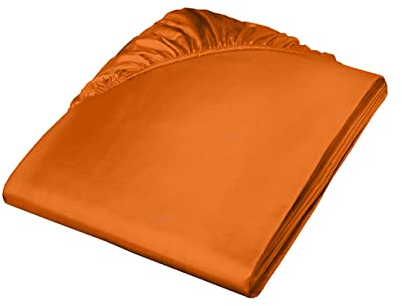 Fleuresse Colours Spannbettlaken, Uni-Mako-Satin, orange, 160 x 200