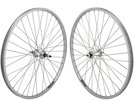 Wheel Master Front And Rear Bicycle Wheel Set 26 x 1.5 36H, Alloy, Bolt On, Silver