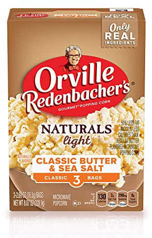 Orville Redenbacher's Naturals Light Classic Lot de 3 pop-corn au beurre et au sel de mer, 76,3 g