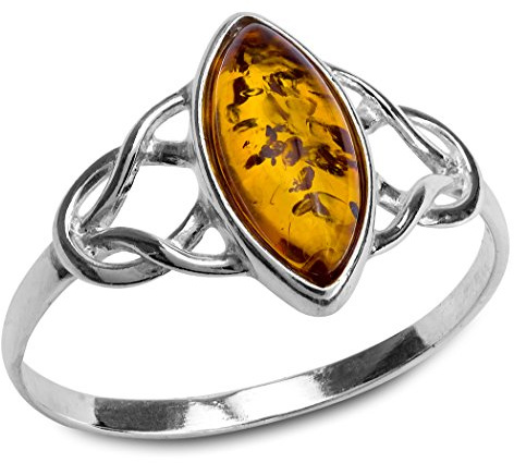 Ian and Valeri Co. Amber Sterling Silver Celtic Trinity Knot Ring