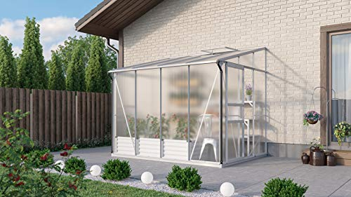 Gartenwelt Riegelsberger Anlehngewächshaus Ida - Ausführung: 5200 HKP 6 mm Alu, Fläche: ca. 5,2 m², mit 1 Dachfenster, Sockelmaß: 1,90 x 2,54 m