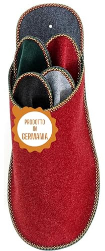 Pantoffelmann gästtoffel-set med övertoffel | 4 par vikbara filttofflor | Grå, röd, antracit & bordeaux | Praktiska och stilrena tofflor för kvinnor och män