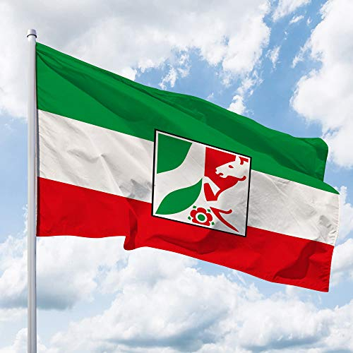 Deitert Bundesland-Flagge NRW – 150x100 cm NRW-Flagge mit Wappen (Bürgerflagge), Hissfahne aus reißfestem Polyester, NRW-Fahne mit Doppelsicherheitsnaht gesäumt