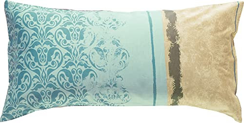 Erwin Müller Kissenbezug, Kissenhülle Mako-Satin Ornamente Mint-Silber Größe 40x80 cm - feinste Baumwolle, temperaturausgleichend, mit praktischem Reißverschluss