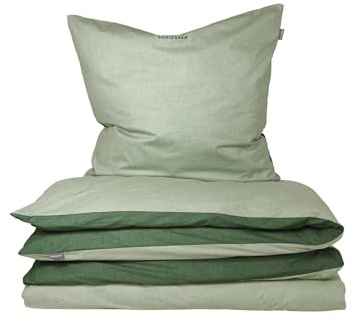 Schiesser Bettwäscheset Doubleface | Feinbiber | 100% Baumwolle aus nachhaltiger Produktion | 155x220cm + 80x80cm | Grün